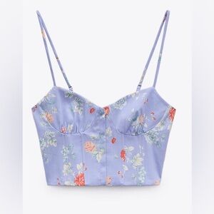 Zara Floral Bustier Crop Top
